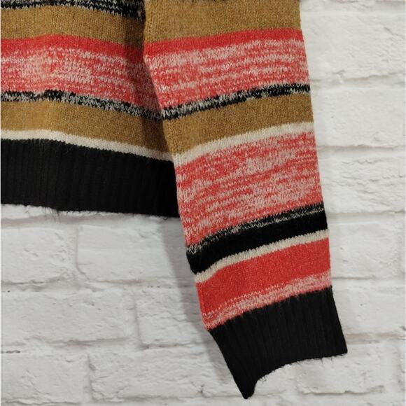 F BP Nordstrom Black Brown Stripe Button Down Cropped Cardigan Sweater NWT M - Picture 4 of 12